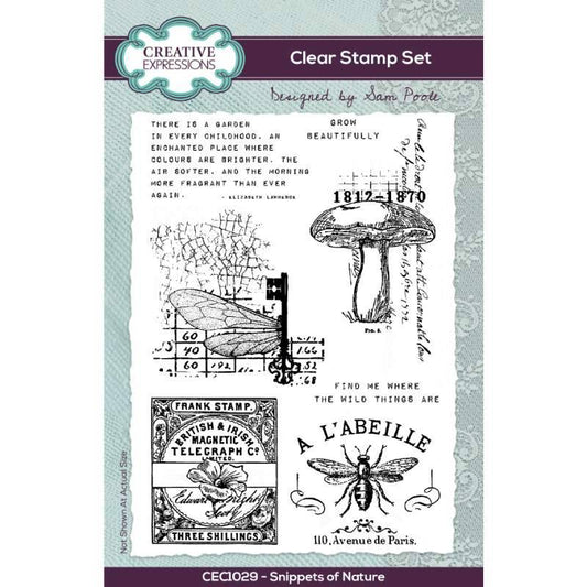 Creative Expressions Sam Poole Snippets of Nature 4 in x 6 in Clear Stamp Set CEC1029
