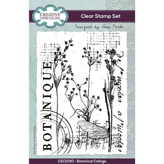 Creative Expressions Sam Poole Botanical Collage 4 in x 6 in Clear Stamp Set CEC1030