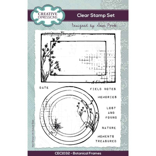 Creative Expressions Sam Poole Botanical Frames 4 in x 6 in Clear Stamp Set CEC1032