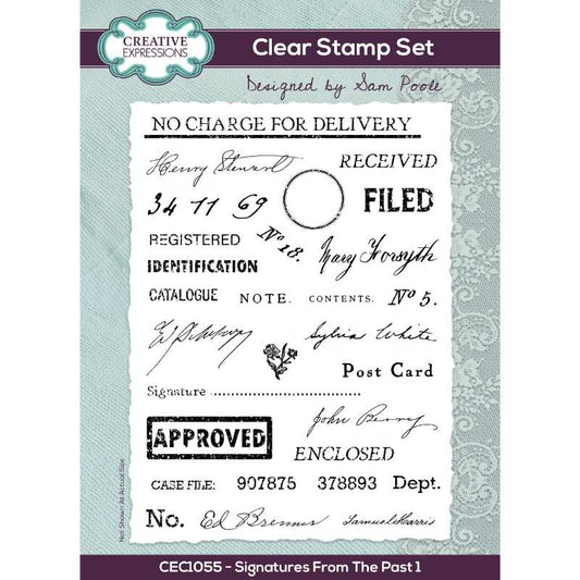 Creative Expressions Sam Poole Signatures From The Past 1- 6 in x 8 in Clear Stamp Set CEC1055