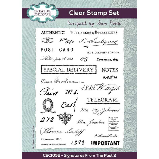 Creative Expressions Sam Poole Signatures From The Past 2 -6 in x 8 in Clear Stamp Set