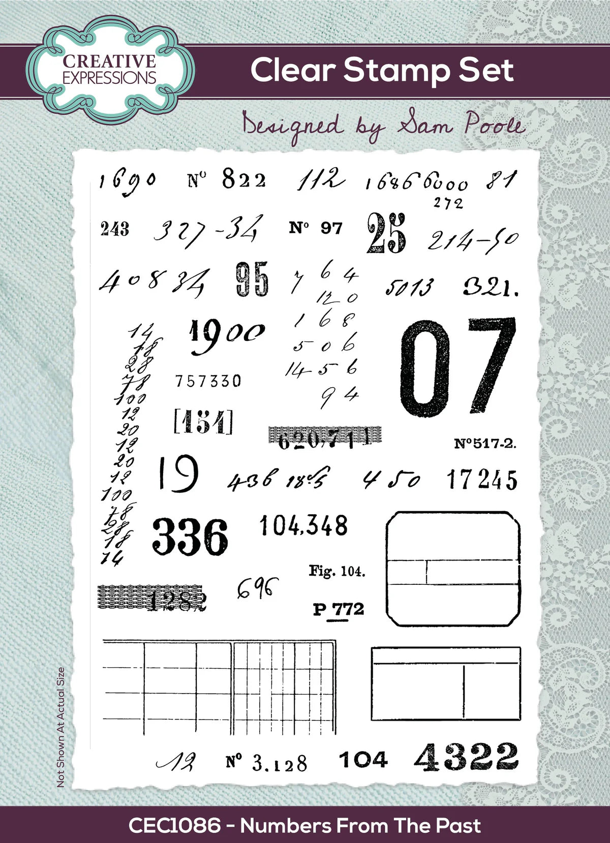 Creative Expressions Sam Poole Numbers From The Past  6 in x 8 in Clear Stamp Set