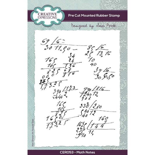 Creative Expressions Sam Poole Math Notes 4 in x 6 in Pre-Cut Rubber Stamp CER053