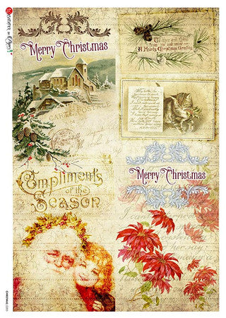 Paper Designs Vintage Christmas Scenes Four pack Rice Paper  0283