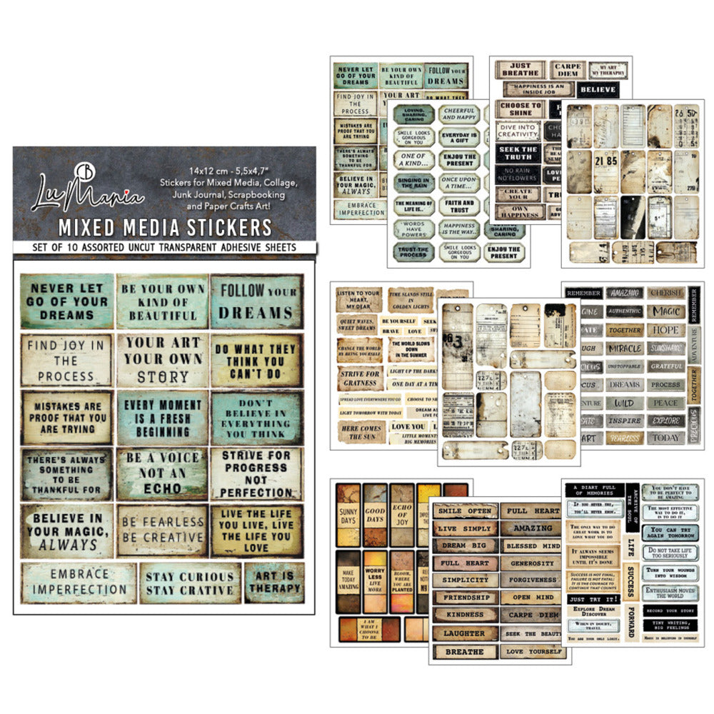 LuMania Mixed Media Stickers, Kind Thoughts (10 Sheets)