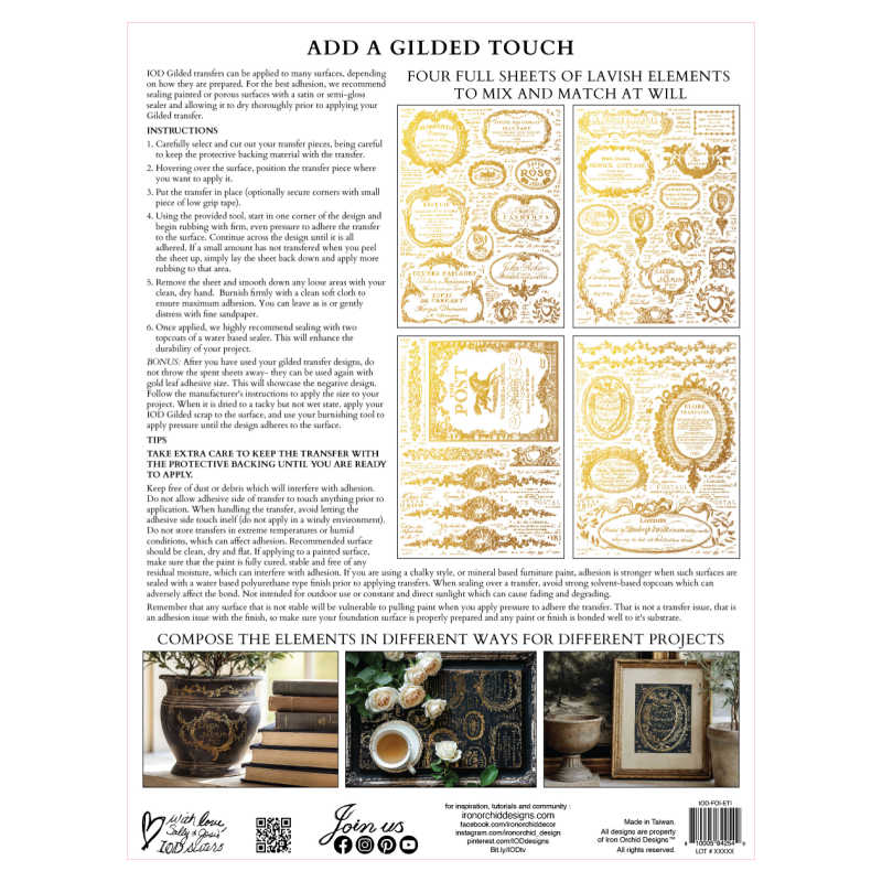 Etiquettes IOD Foil Transfer (12″x16″ pad-4 sheets )SHIPPING WEEK OF JULY 22