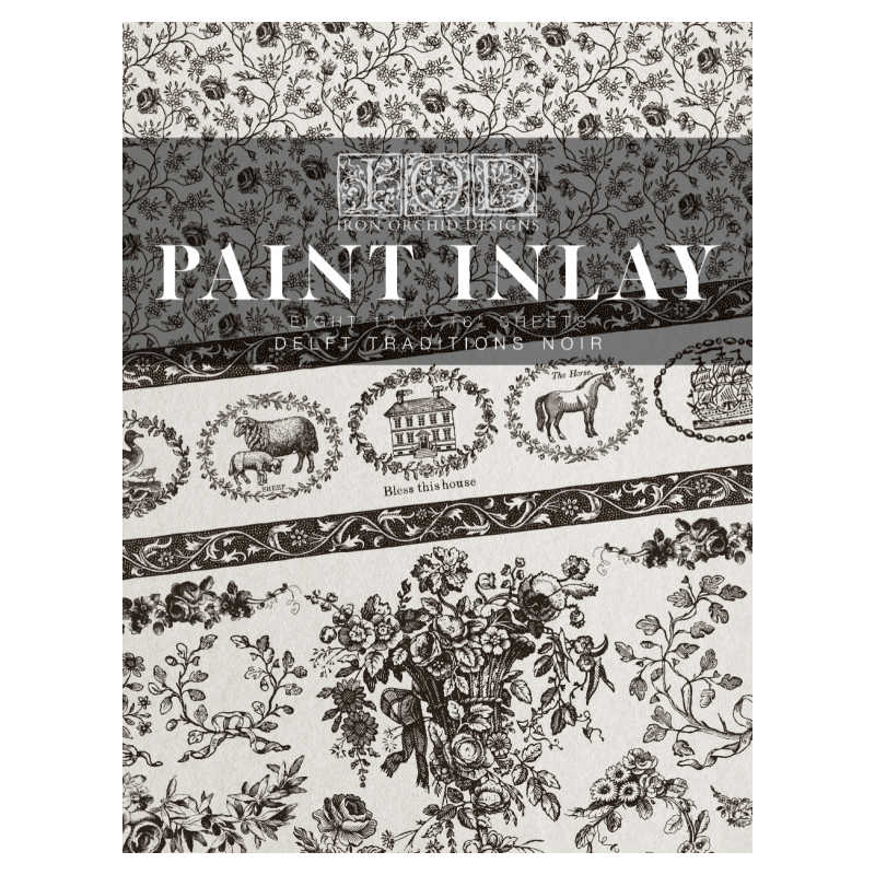 Delft Traditions Noir IOD Paint Inlay (12″x16″ pad-8 sheets ) LIMITED EDITION