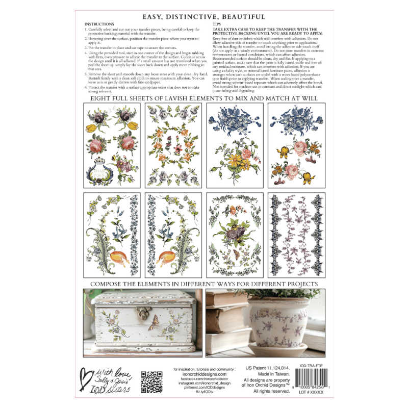 Fairytale Florals IOD Transfer (8″x12″ pad-8 sheets )