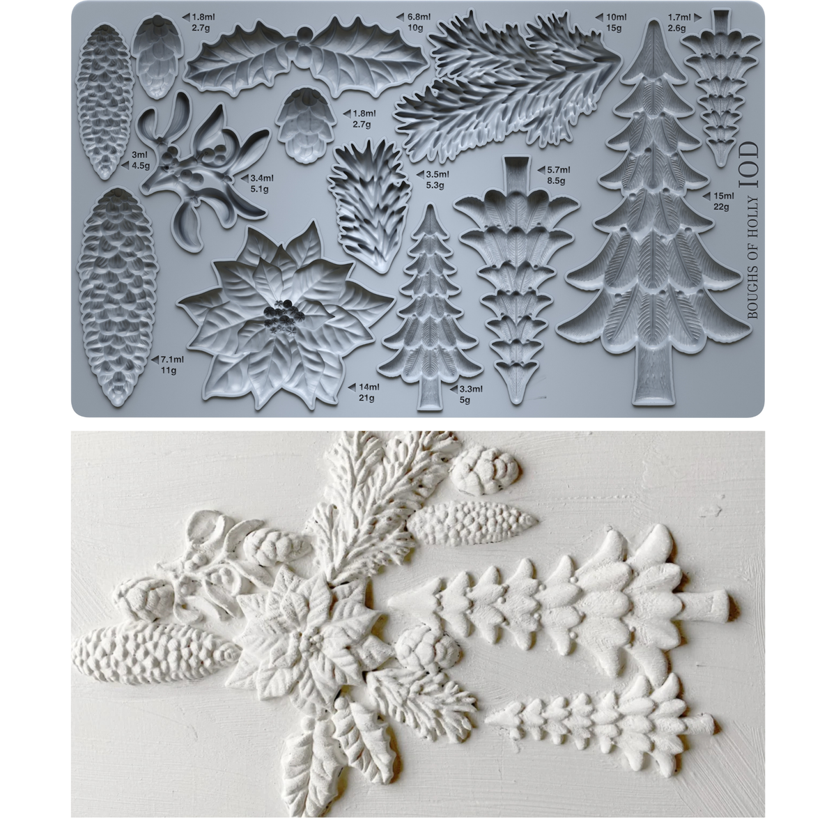 Boughs of Holly Encore IOD Decor Mould (6" x 10")