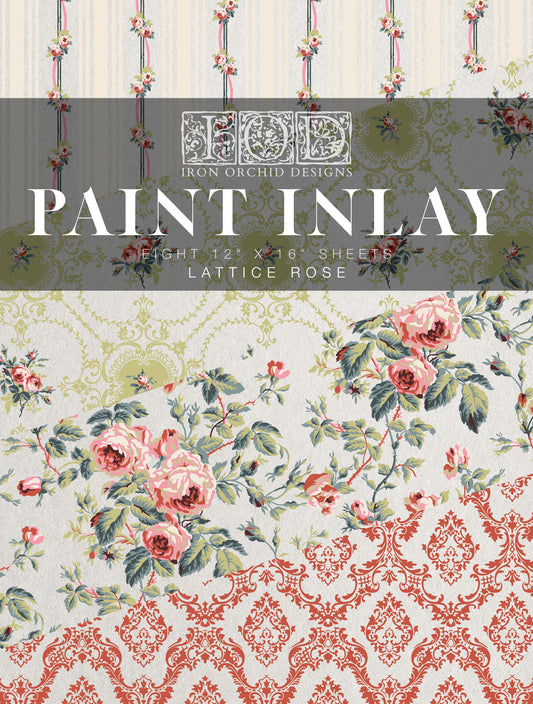 LATTICE ROSE IOD PAINT INLAY (12″X16″ PAD-8 SHEETS ) LIMITED EDITION