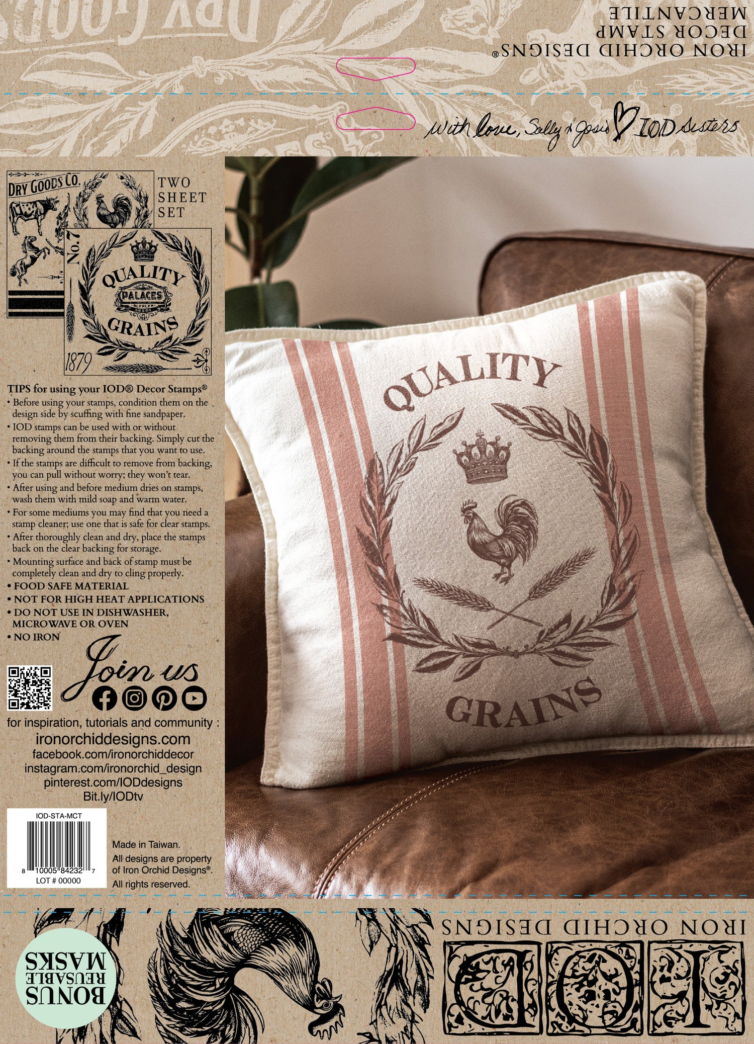 MERCANTILE IOD STAMP SET OF 2 SHEETS (12″X12″ EACH)----NEW