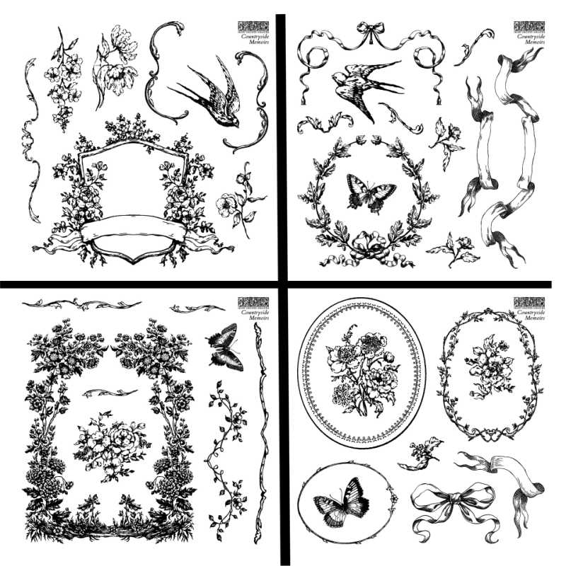 Countryside Memoirs IOD Stamp (Four Sheets 6″x6″ each)