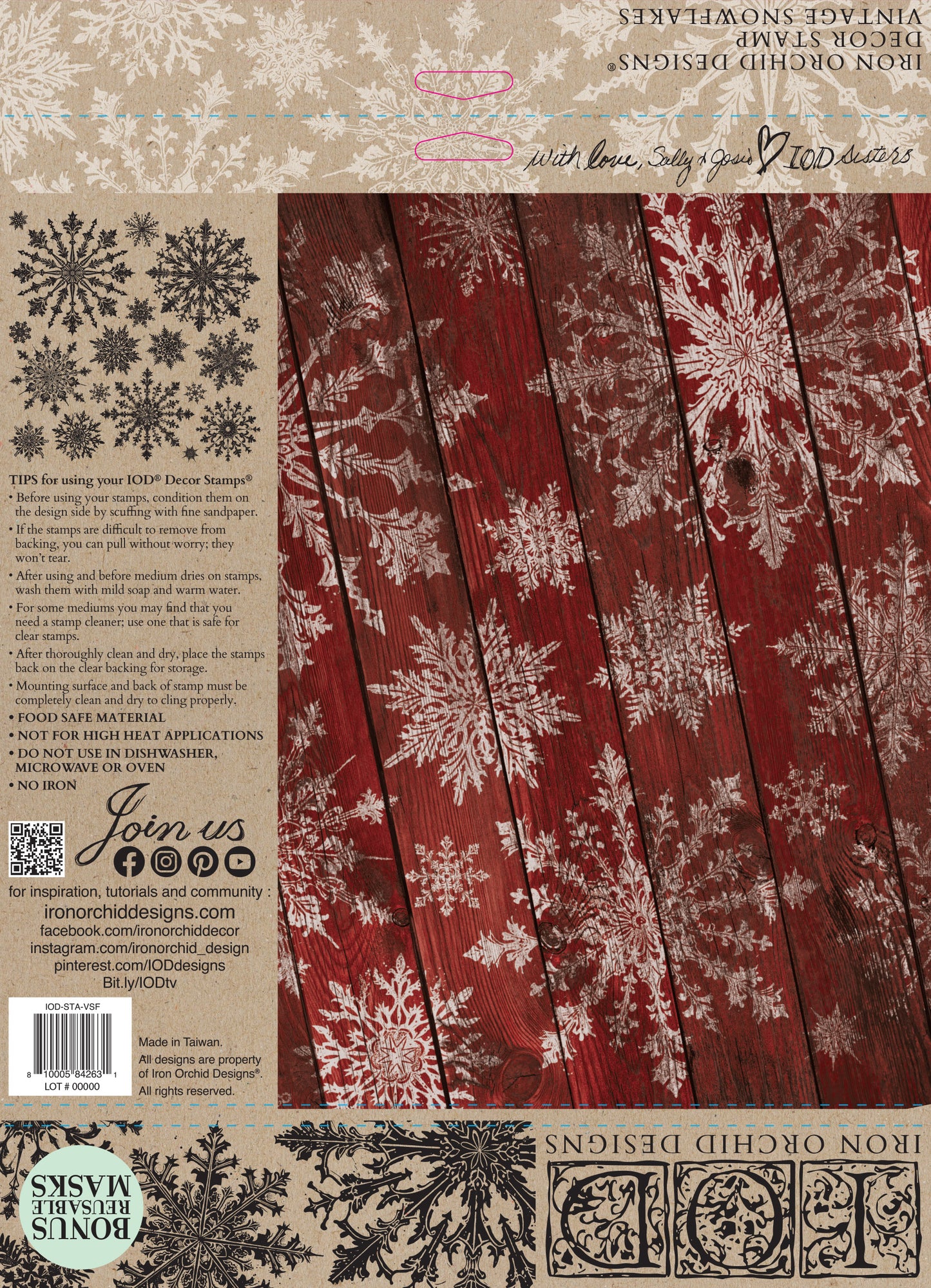 Vintage Snowflakes IOD Stamp (Single Sheet12″x12″) LIMITED EDITION