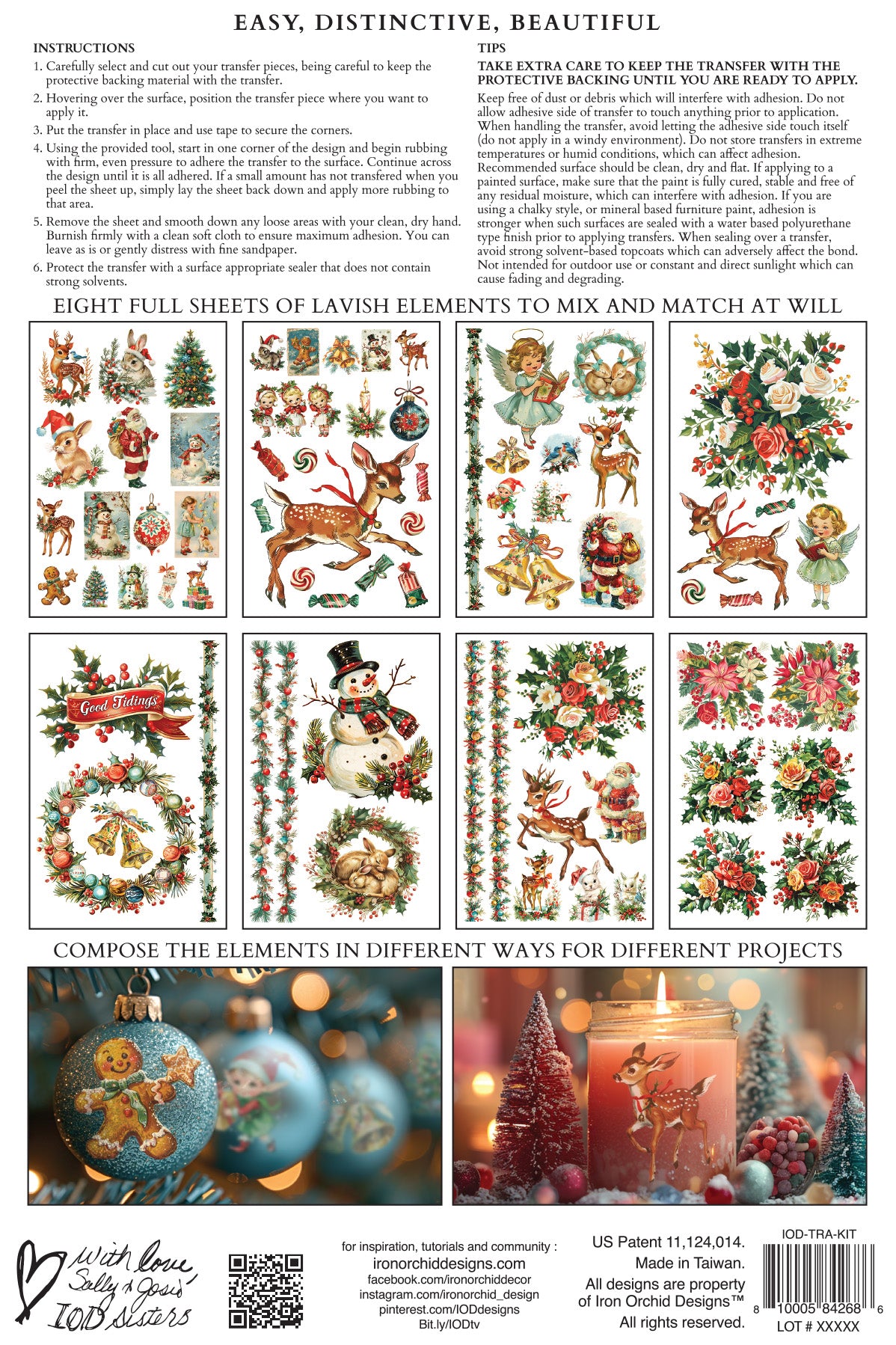 Kitschy Christmas IOD Transfer (8″x12″ pad-8 sheets ) LIMITED EDITION