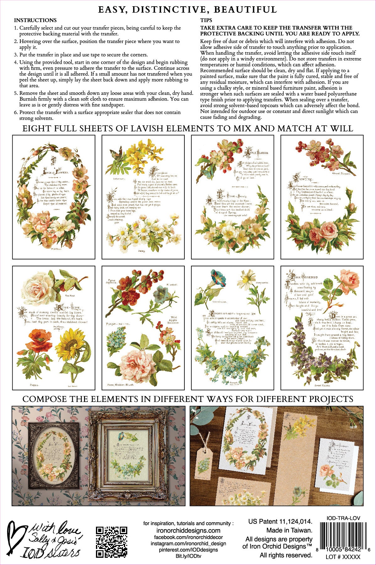 LOVER OF FLOWERS IOD TRANSFER (8″X12″ PAD-8 SHEETS )---------NEW 2024
