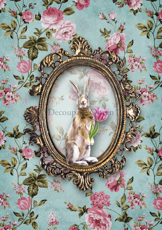 Decoupage Queen Mr. Cottontail Rice Paper  0547