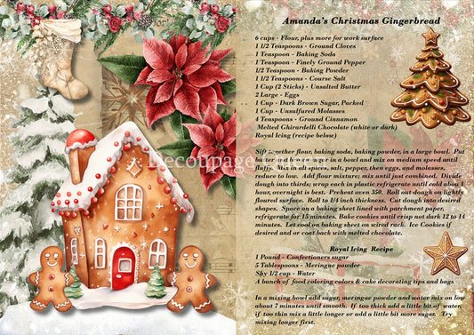 Decoupage Queen Amanda's Gingerbread Recipe Rice Paper 0691-A4-8.3X11.7"