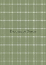 Decoupage Queen Green Plaid Rice Paper