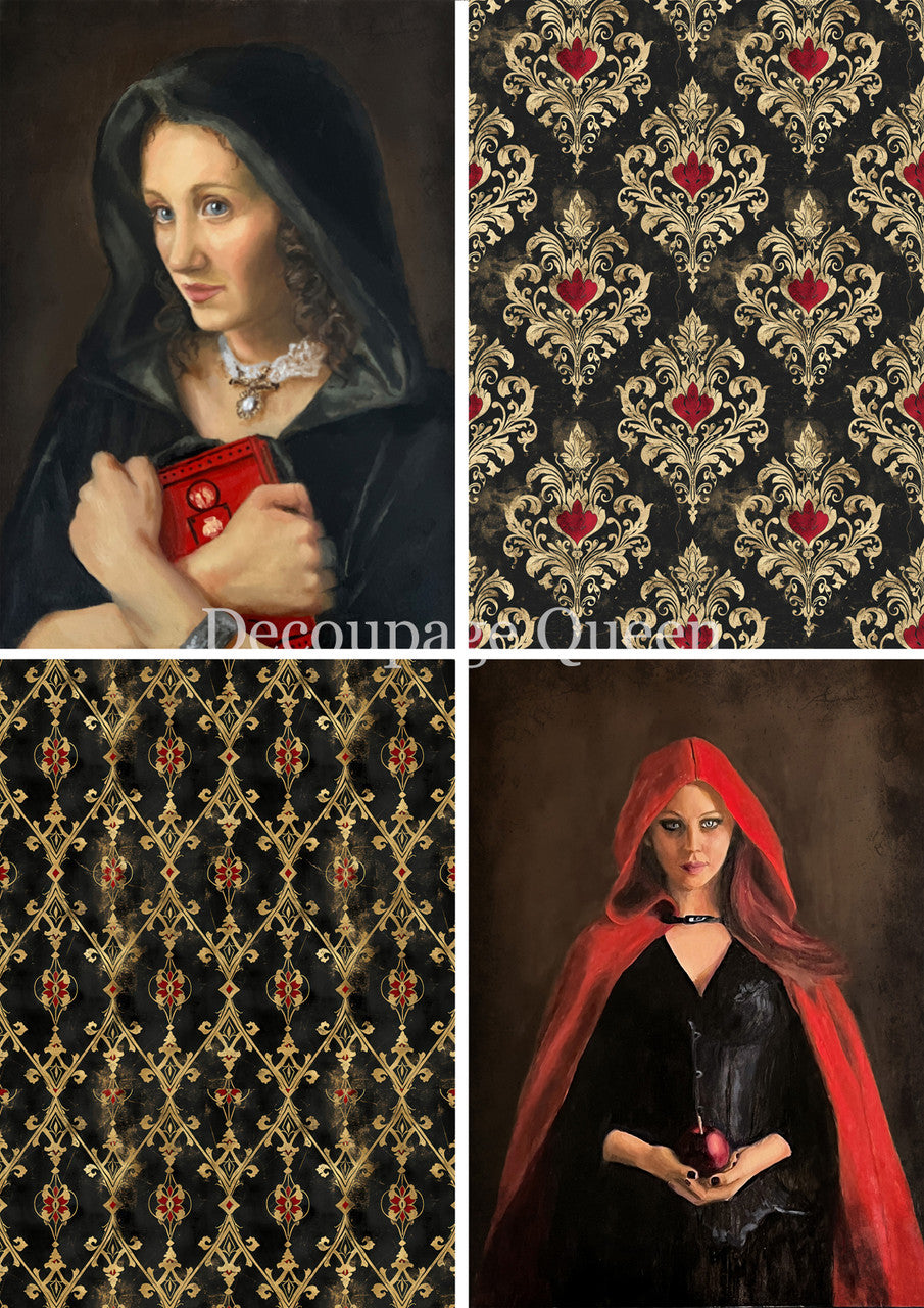 Decoupage Queen Teresa Rene Art Dark Secrets Four Pack Rice Paper 0818