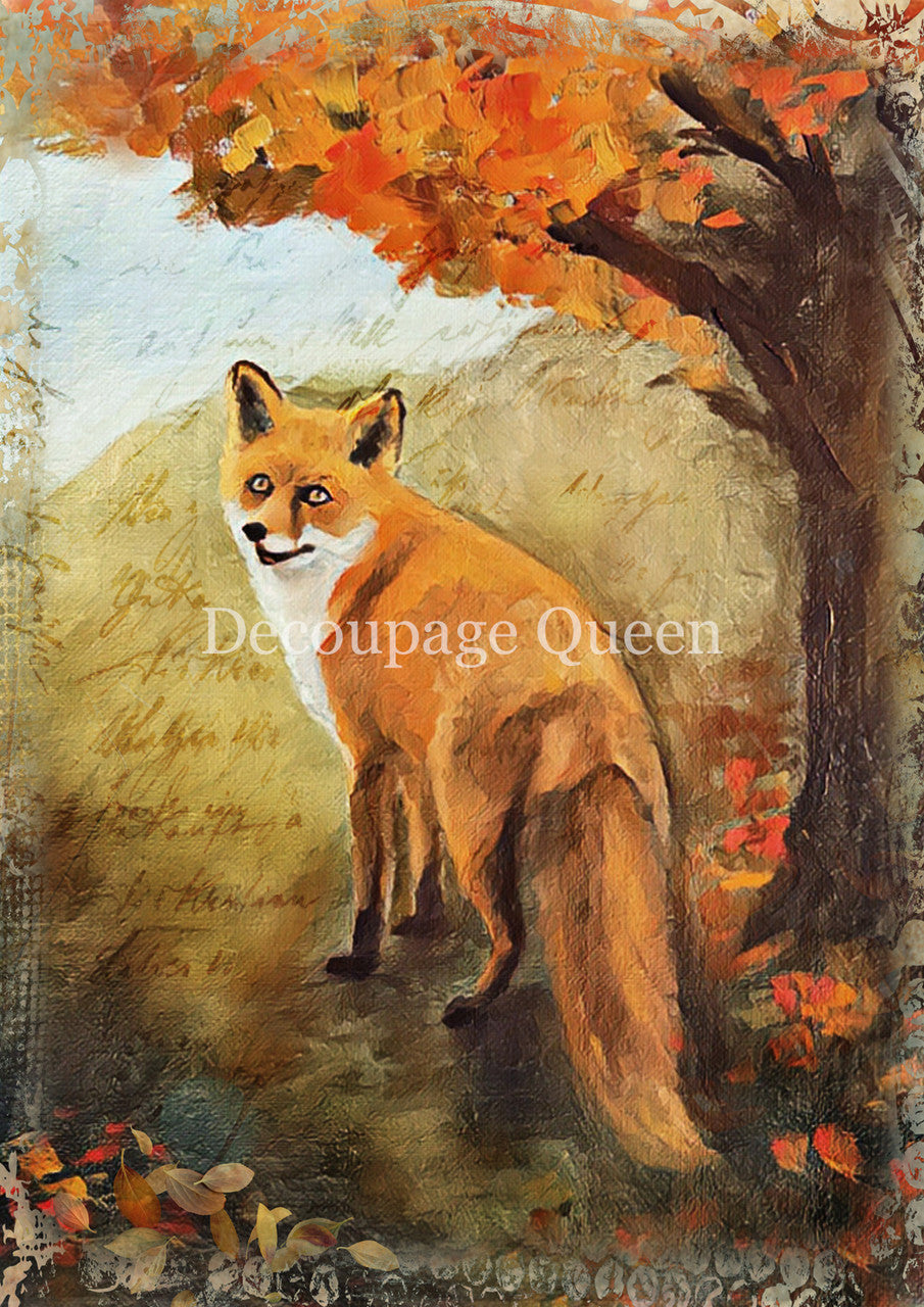 Decoupage Queen Teresa Rene Art Painted Fox Rice Paper 0821