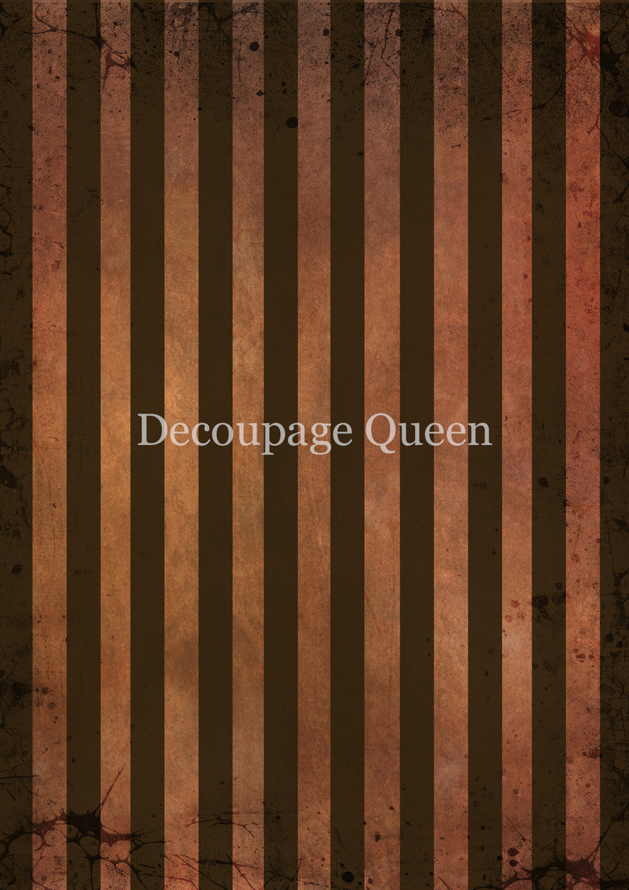 Decoupage Queen Orange and Brown Stripes Rice Paper 0827