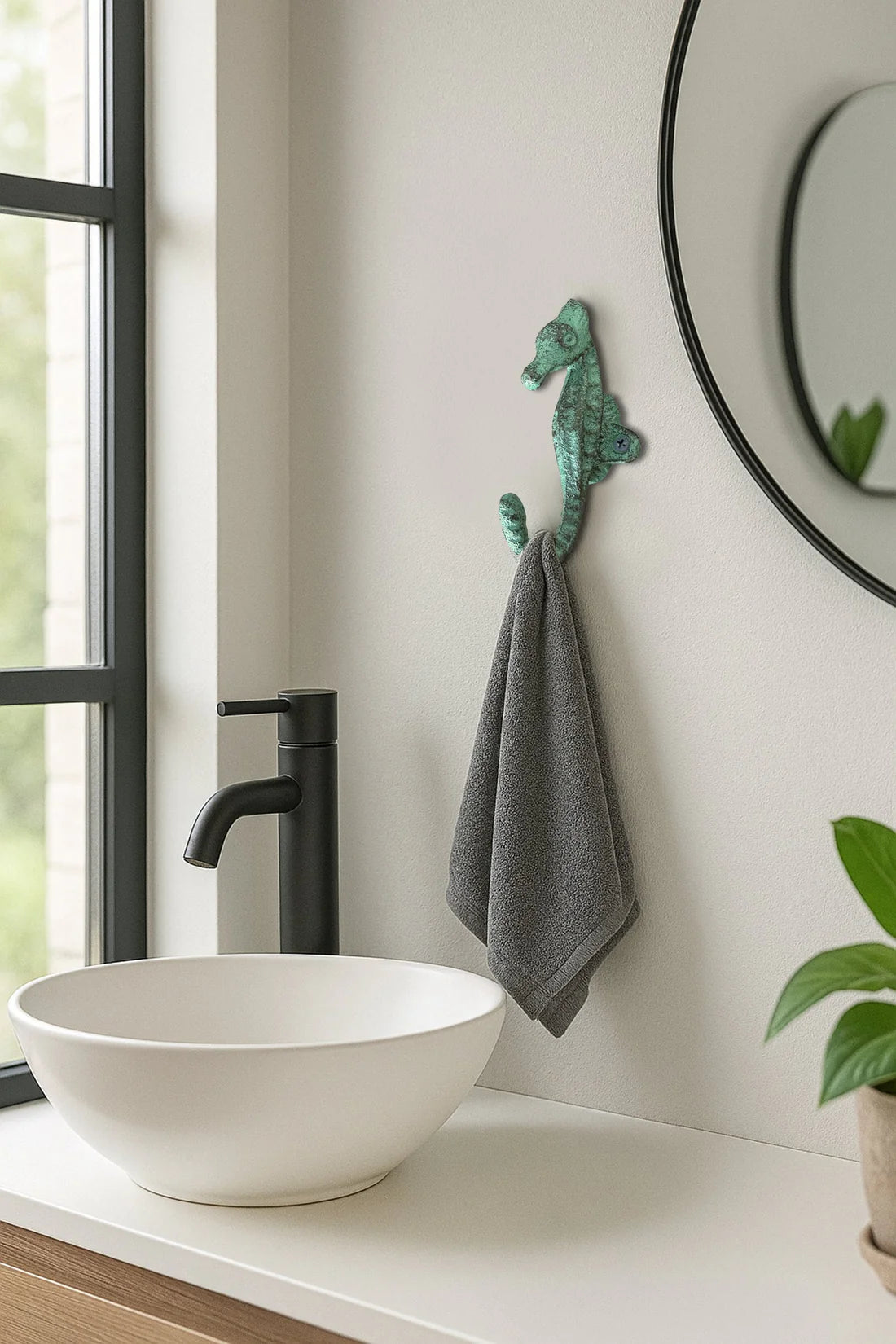 #21 Seahorse Hook Antique Copper