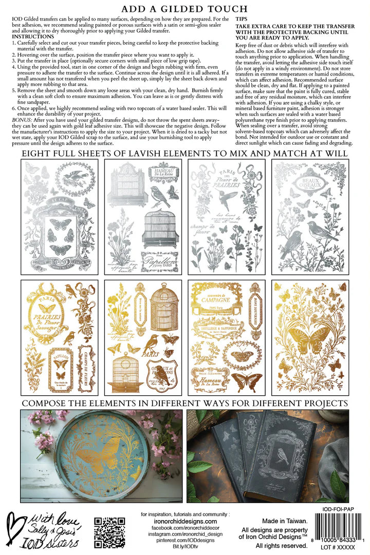 Papillon - IOD Gilded Transfer 8-8" X 12"