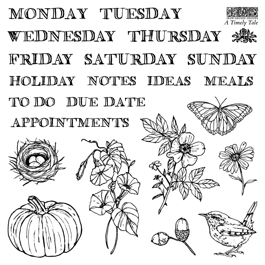 A Timely Tale IOD Stamp set of 4 Sheets (6″x6″ each)