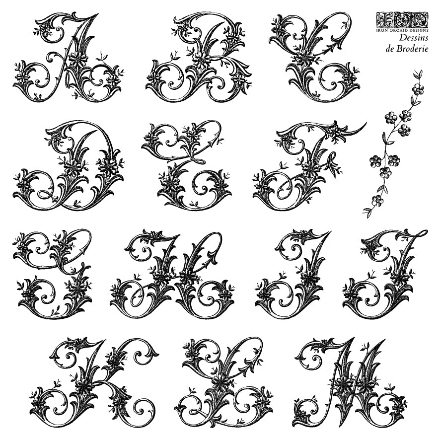 Dessins de Broderie IOD Stamp set of 4 Sheets (6″x6″ each)