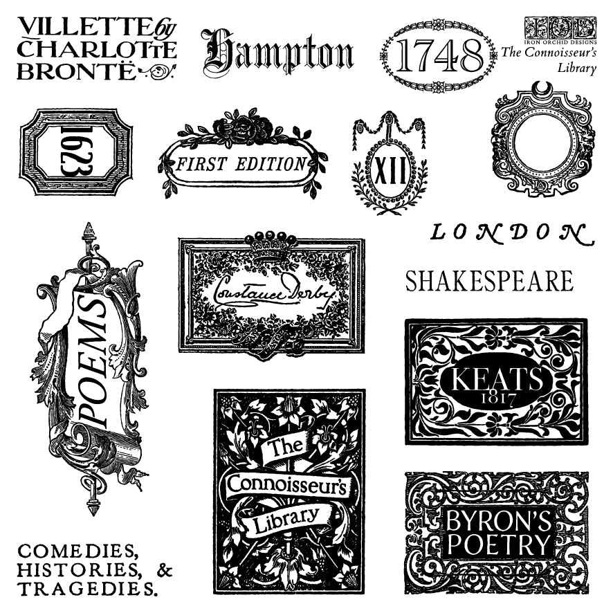 The Connoisseur's Library IOD Stamp set of 4 Sheets (6″x6″ each)