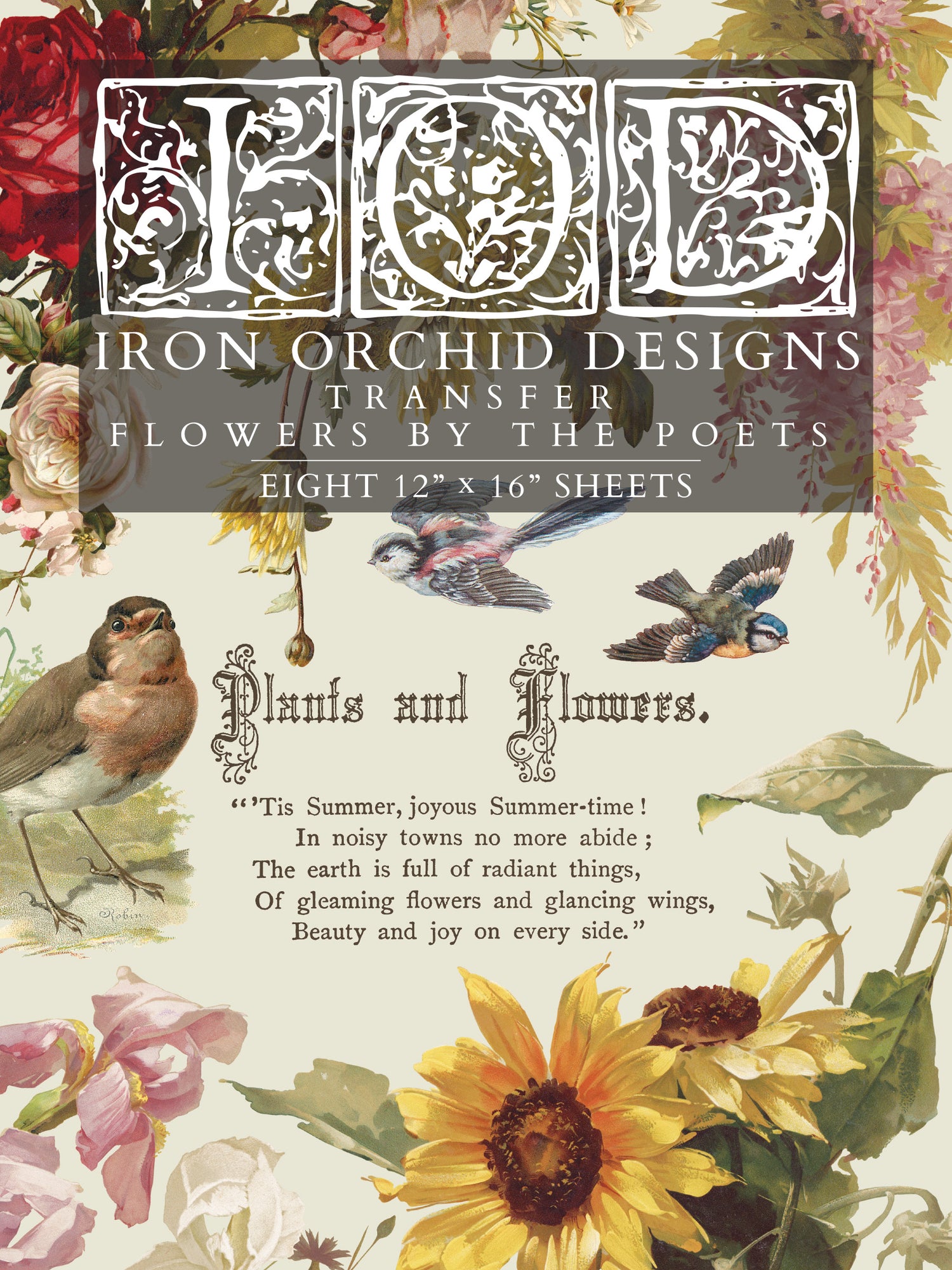Flowers by the Poets IOD Transfer (12″x16″ pad-8 sheets)