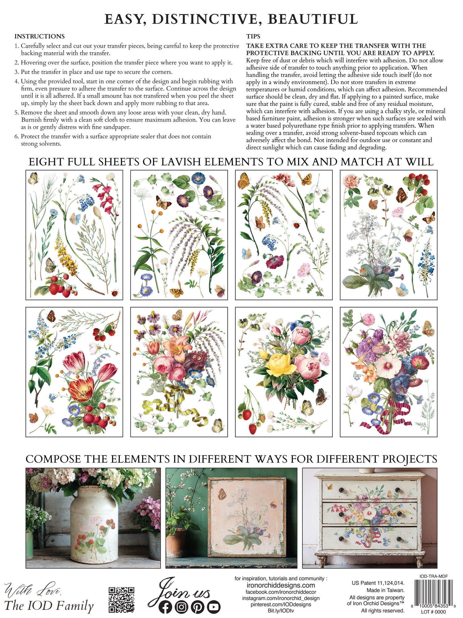 Marche Des Fleurs IOD Transfer (12″x16″ pad-8 sheets)