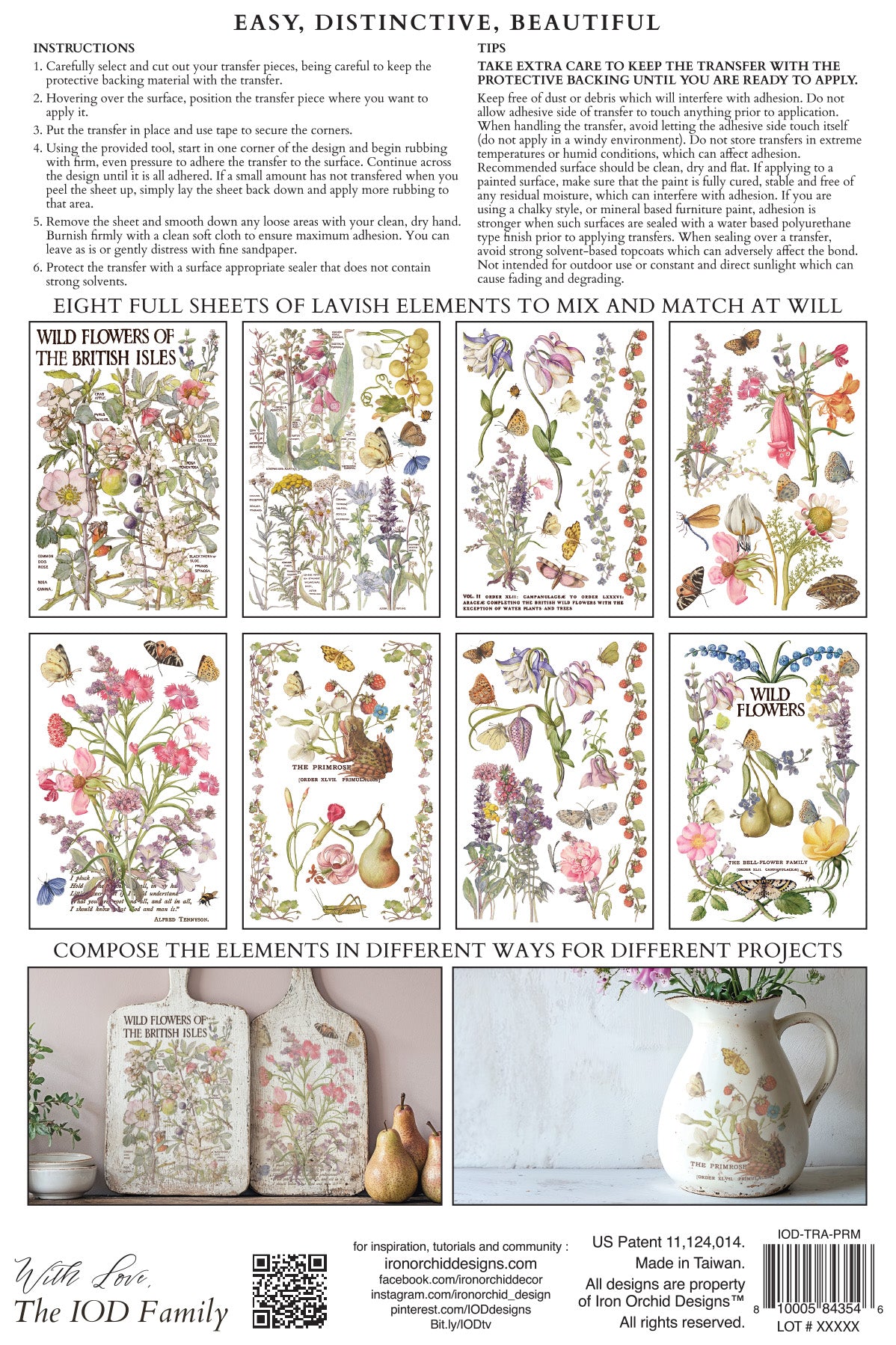 Primrose Isle IOD Transfer (8×12″ pad-8 sheets )