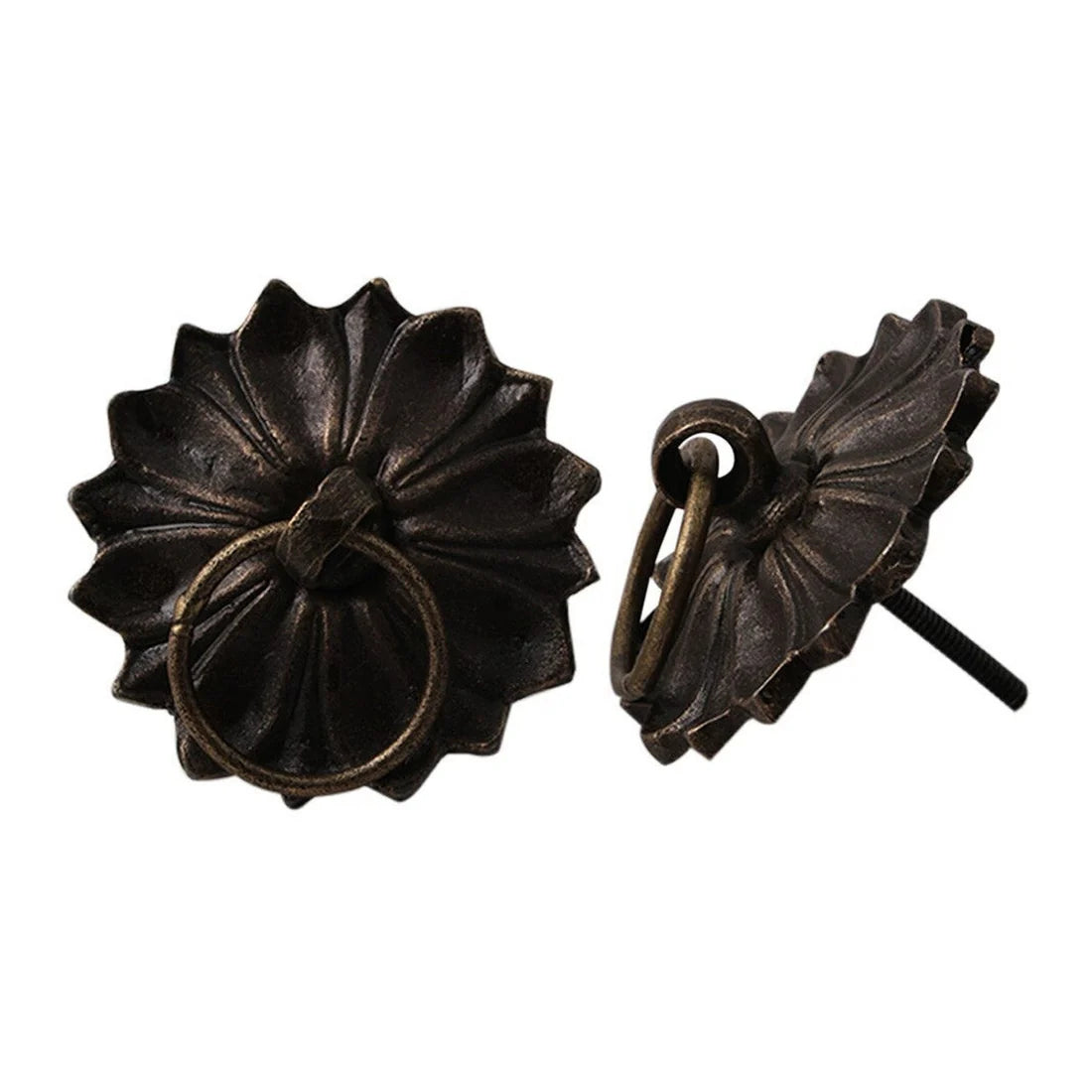 Floral Pattern Metal Knobs-AGED GOLD