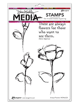 ALWAYS FLOWERS-MDR66224-Dina Wakley Cling Mount Stamps: