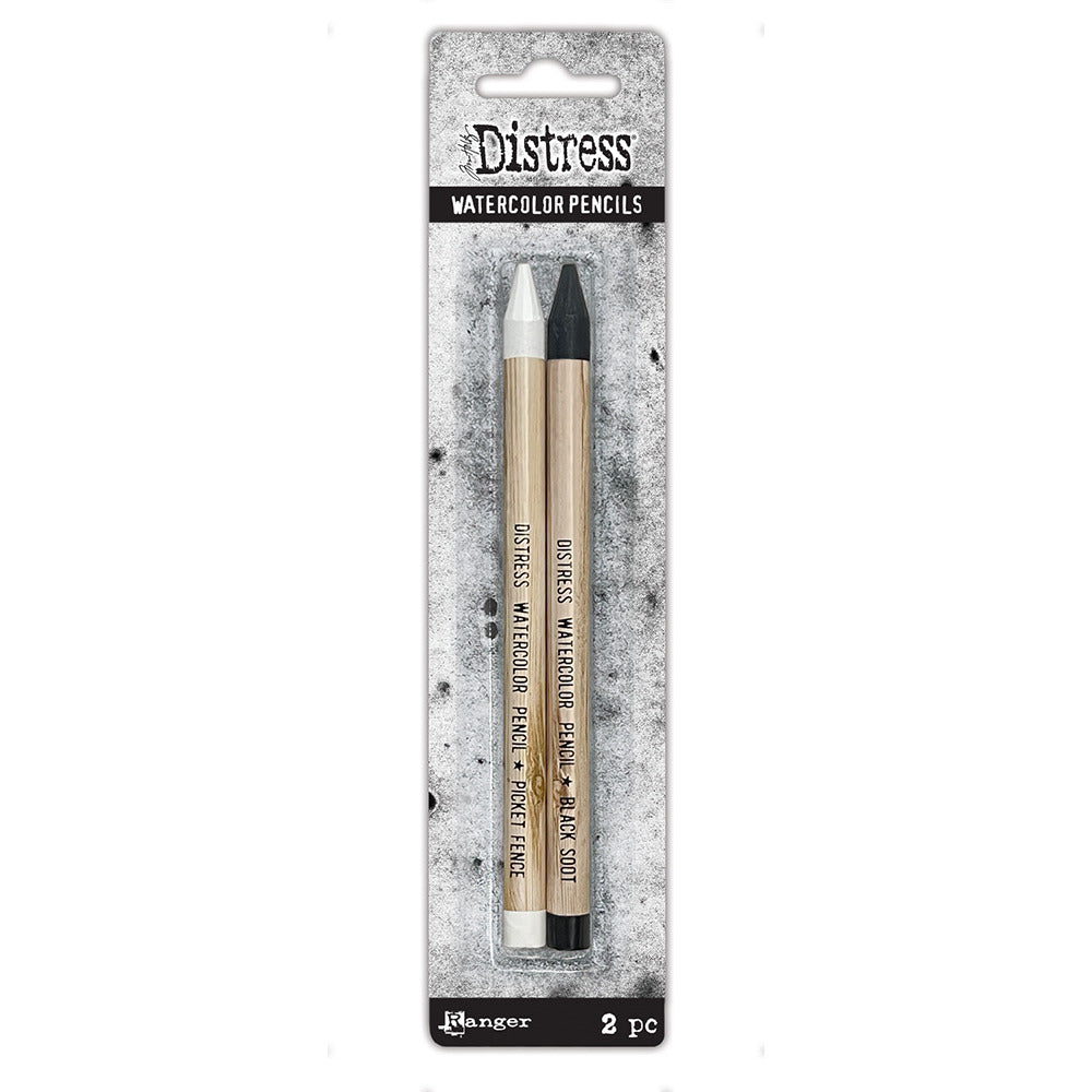 Picket Fence & Black Soot--Watercolor Pencil 2 Pack, -Tim Holtz Distress
