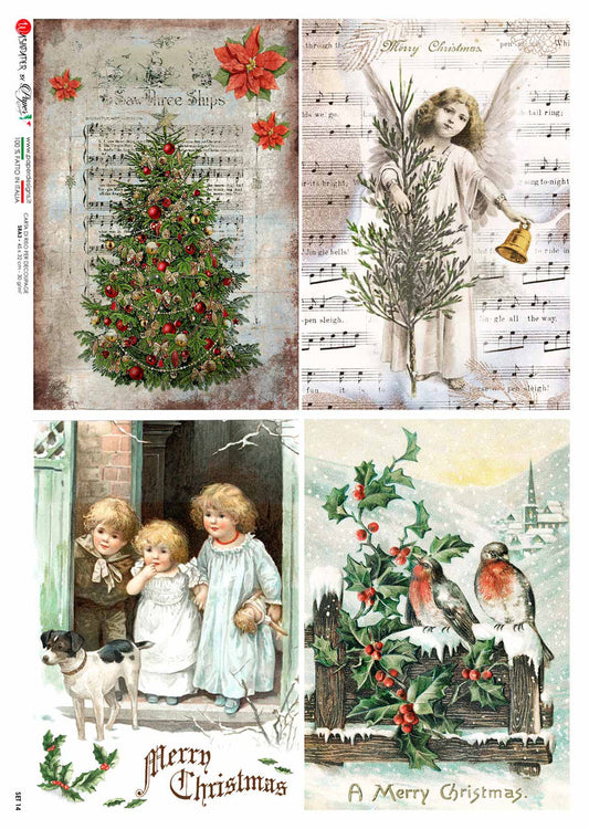 Paper Designs Christmas Scenes Four Pack Rice Paper 14