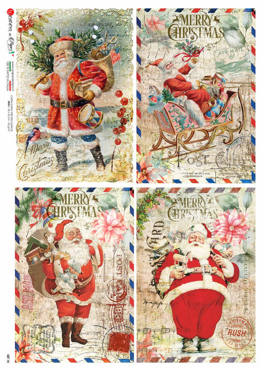 Paper Designs Vintage Santa Greetings I Rice Paper 15