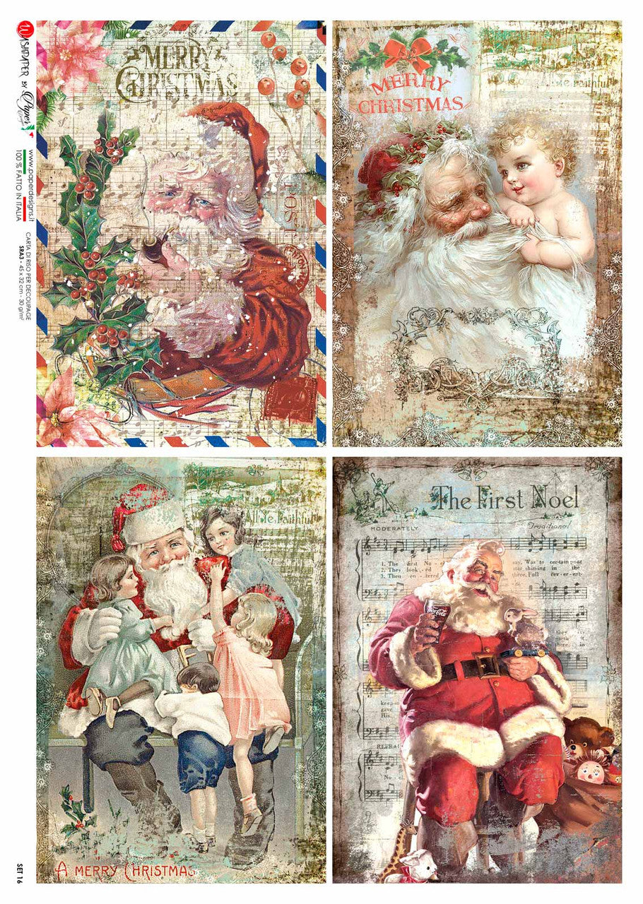 Paper Designs Vintage Santa Greetings II Rice Paper 16