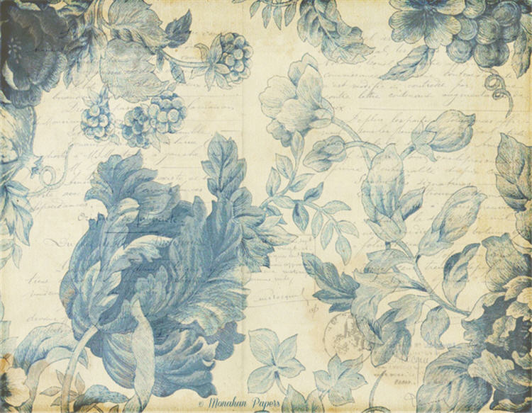 Blue Indigo Damask Cabbage Flowers - SPS919A