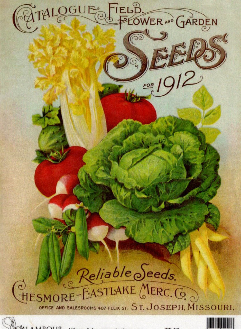 Calambour Field Flower and Garden Seeds for 1912 A4 Rice Paper TT68