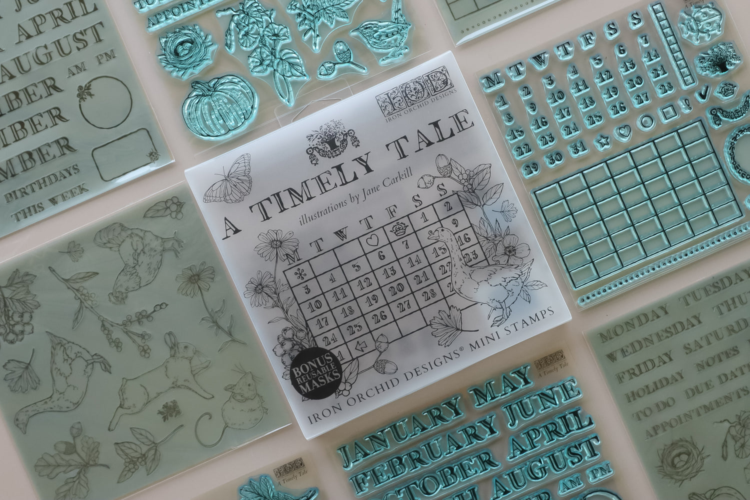 A Timely Tale IOD Stamp set of 4 Sheets (6″x6″ each)