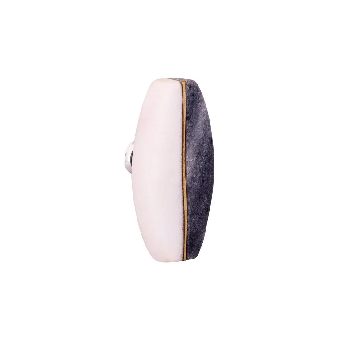 MARBLE/BRASS KNOB, WHITE & GREY