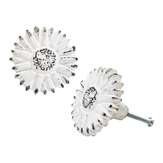 Sun Flower Knob Distressed WT