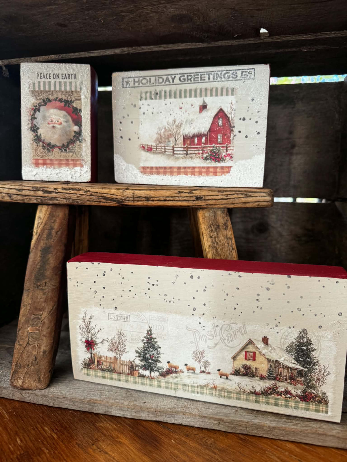 Workshop-SHELF SITTERS-DECOUPAGED--SET 3--NOV 8 @ NOON (Read details in description)