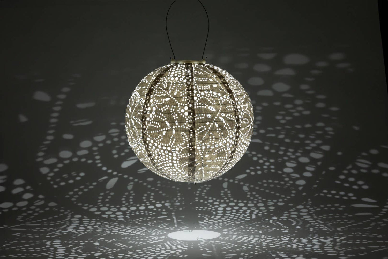 Stella Monstera 12" Globe Solar Lantern - Porcelain
