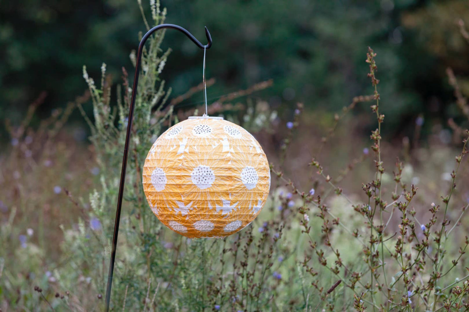 Stella Print 12" Globe Solar Lantern - Marigold
