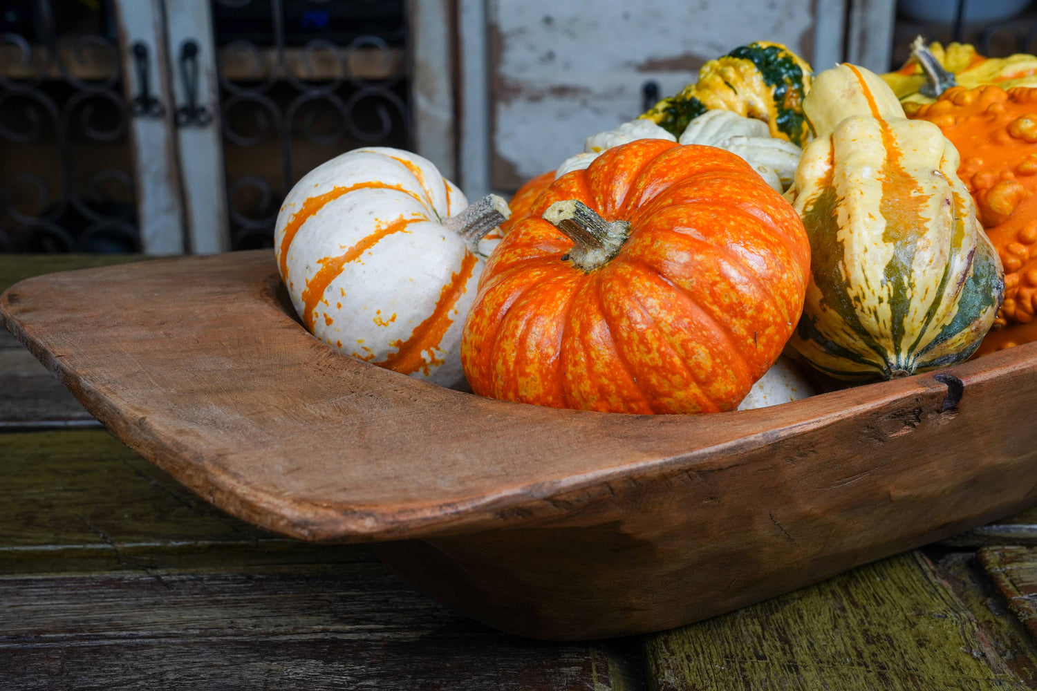 Eurostyle Deep Rustic Dough Bowl-Carved-12x26 inches-Waxed