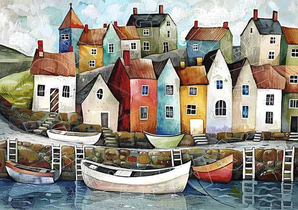 Coastal Houses 10 Rice Paper - DragonflyCraftsUk