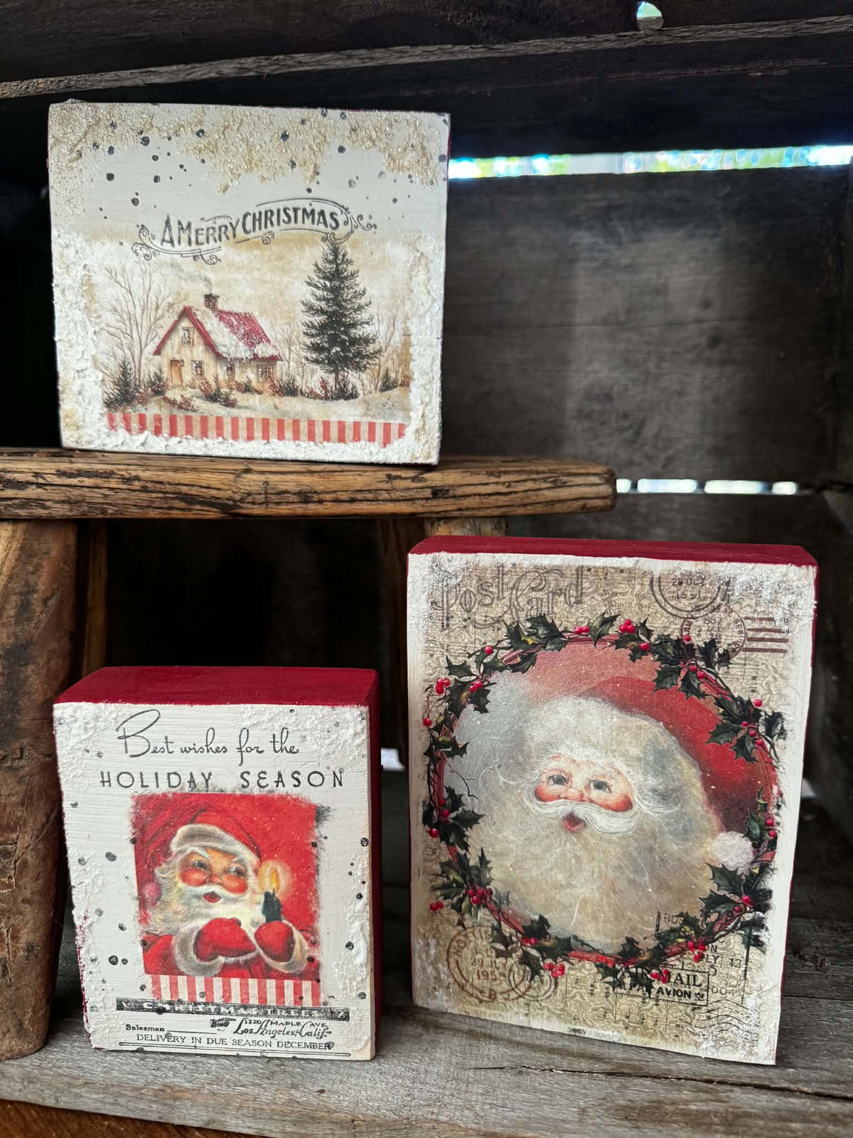 Workshop-SHELF SITTERS-DECOUPAGED--SET 3--NOV 8 @ NOON (Read details in description)